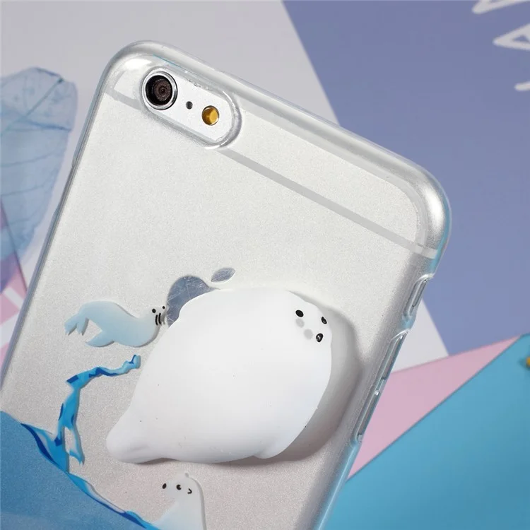 Squishy 3D Silicone Pinch Seal Sea Dog Pattern Printing TPU Case for iPhone 6s 6