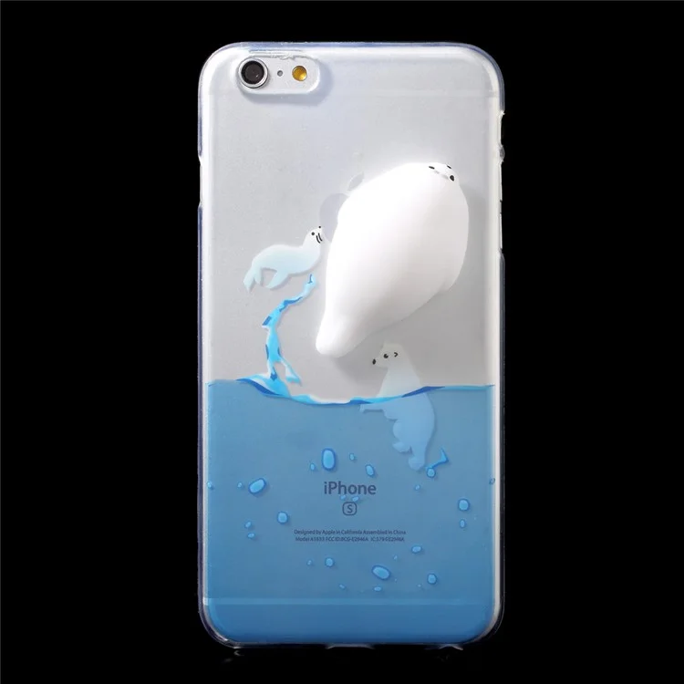 Squishy 3D Silicone Pinch Seal Sea Dog Pattern Printing TPU Case for iPhone 6s 6