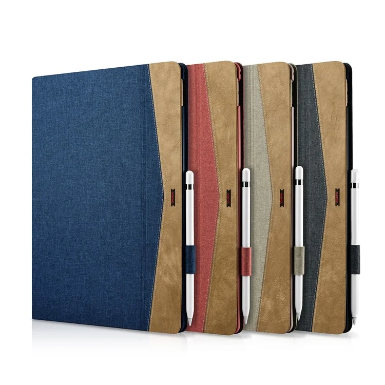 XOOMZ Cloth Texture Smart Leather Stand Case with Stylus Pen Holder for iPad Pro 12.9 - Grey