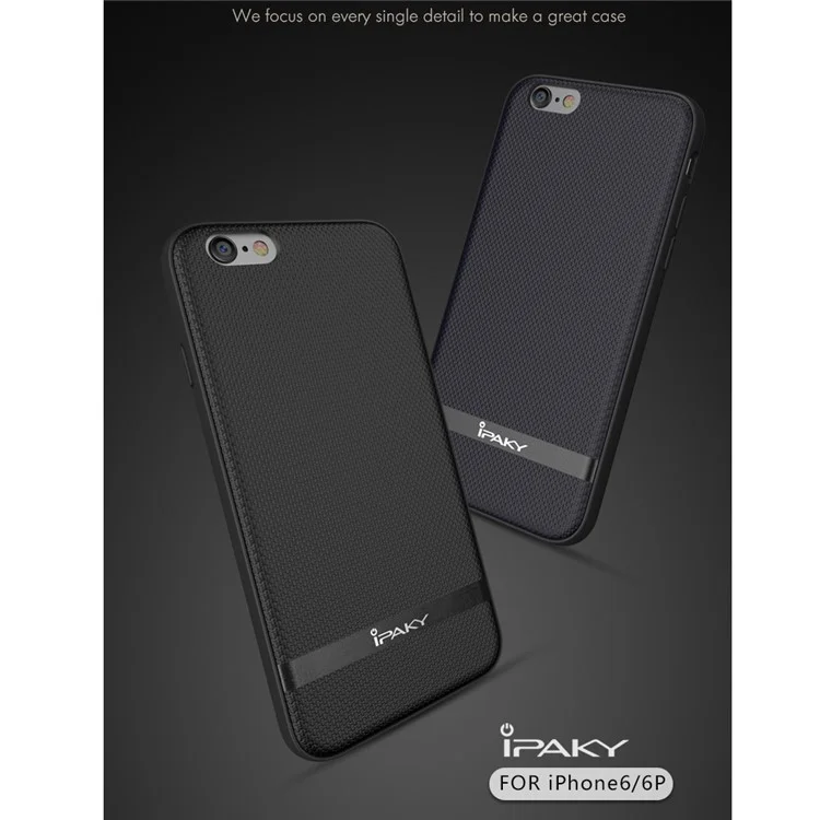 IPAKY Hybrid Leather Coated PC Back Plate + TPU Frame Protective Back Case for iPhone 6S/6 4.7 inch - Black