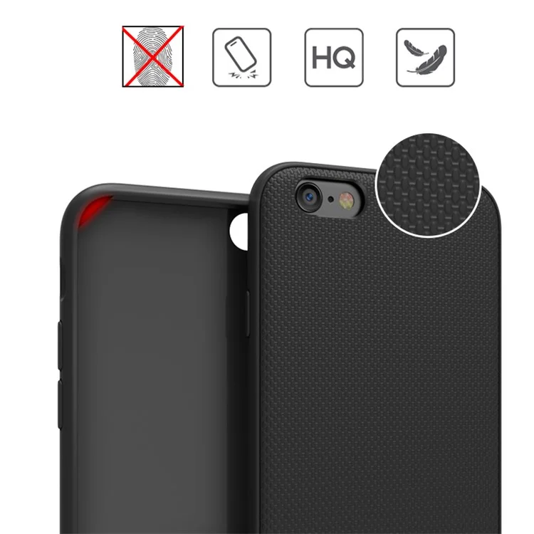 IPAKY Hybrid Leather Coated PC Back Plate + TPU Frame Protective Back Case for iPhone 6S/6 4.7 inch - Black