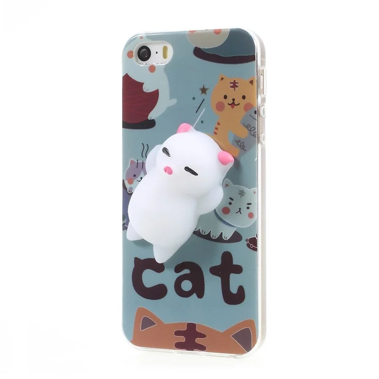 3D Squeeze Silicone Cartoon IMD TPU Kneading Squishy Case for iPhone SE 5s 5 - Cute Cats