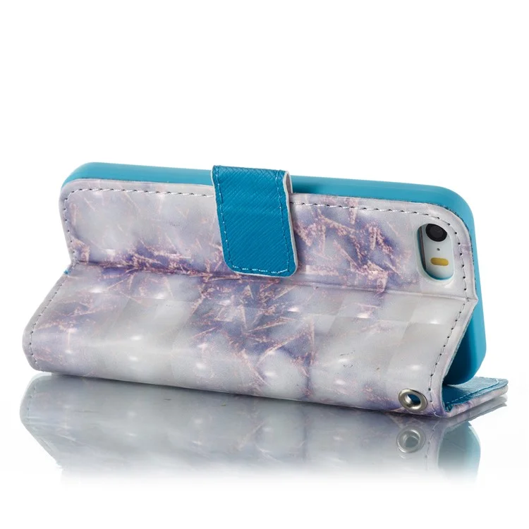 3D Marble Pattern Wallet Leather Stand Case for iPhone SE/5s/5 - Purple