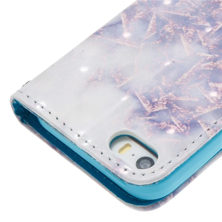 3D Marble Pattern Wallet Leather Stand Case for iPhone SE/5s/5 - Purple