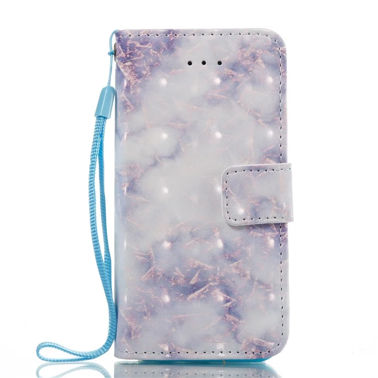 3D Marble Pattern Wallet Leather Stand Case for iPhone SE/5s/5 - Purple