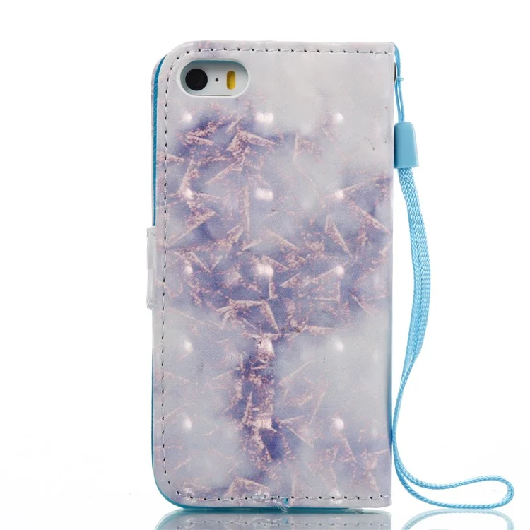 3D Marble Pattern Wallet Leather Stand Case for iPhone SE/5s/5 - Purple
