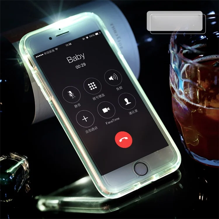 ROCK Light Tube Series Upgrade Incoming Calls Flashing PC TPU Phone Cover for iPhone 6s Plus / 6 Plus - Transparent