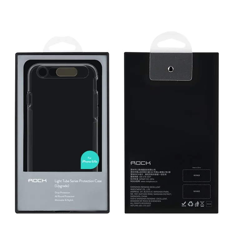 ROCK Light Tube Series Upgrade Incoming Calls Flashing PC TPU Phone Cover for iPhone 6s Plus / 6 Plus - Transparent