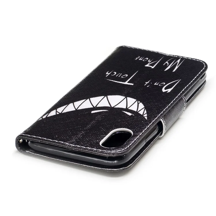 Pattern Printing Wallet Leather Cover Case for iPhone X/10 5.8-inch - Do not Touch My Phone