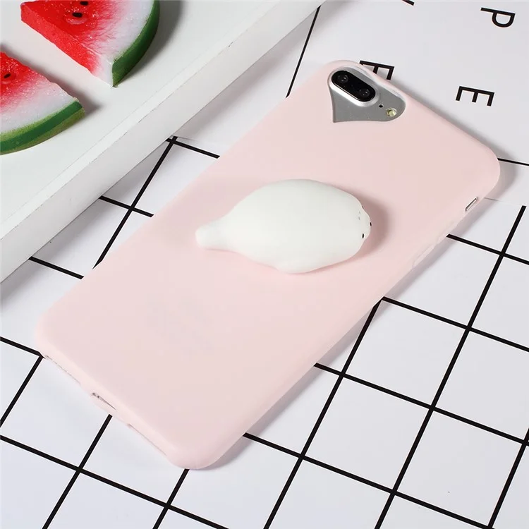 Squishy 3D Silicone Kneading Seal Patterned TPU Protection Case for iPhone 8 Plus / 7 Plus 5.5 inch - Pink
