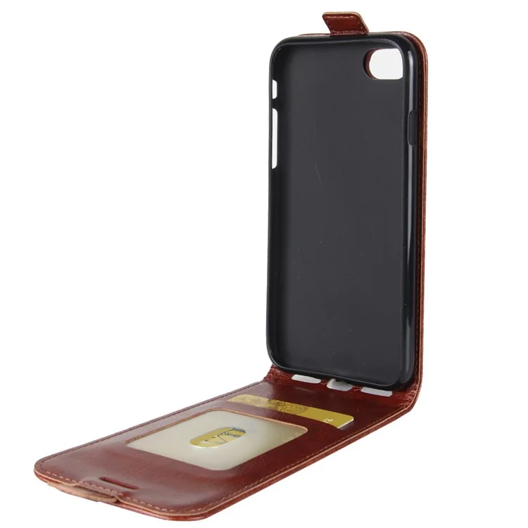 Cover a Libro in Pelle PU Crazy Horse per iPhone SE (2020)/SE (2022)/8/7 4,7 pollici - Marrone
