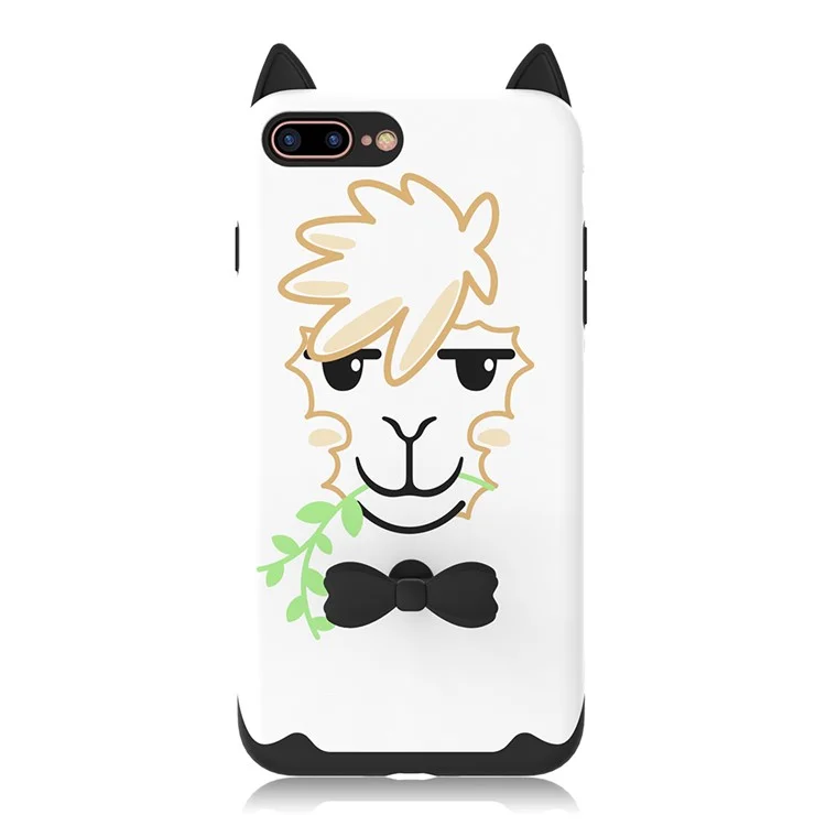 KAVARO Rubberized Adorable Cartoon Pattern Hybrid PC + Silicon Phone Case for iPhone 8 Plus / 7 Plus 5.5 inch - White