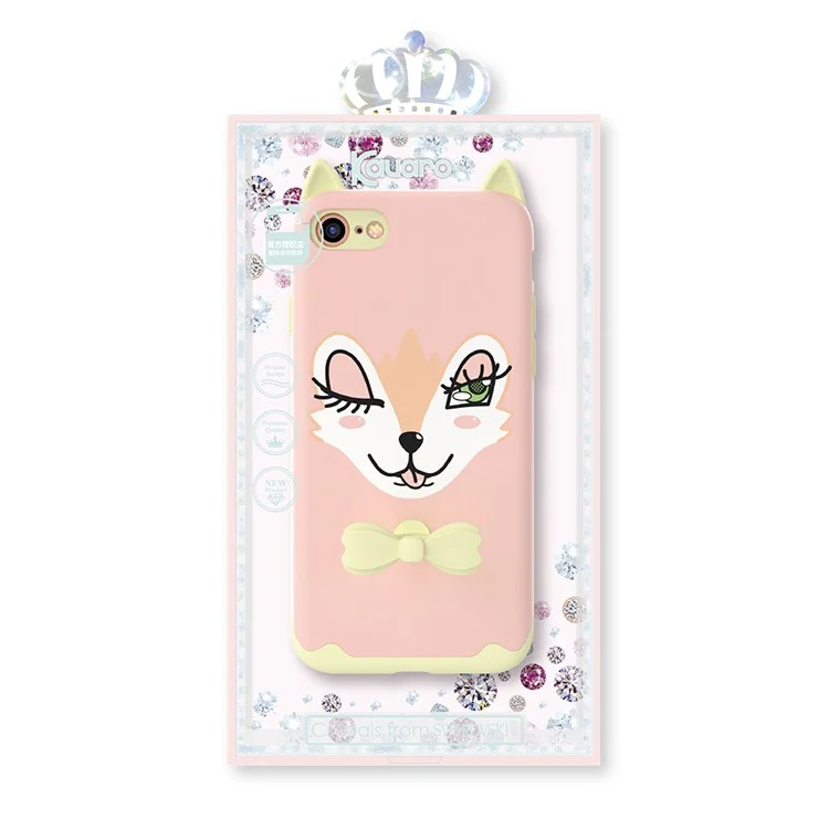 KAVARO Rubberized Adorable Cartoon Pattern Hybrid PC + Silicon Phone Case for iPhone 8 Plus / 7 Plus 5.5 inch - White