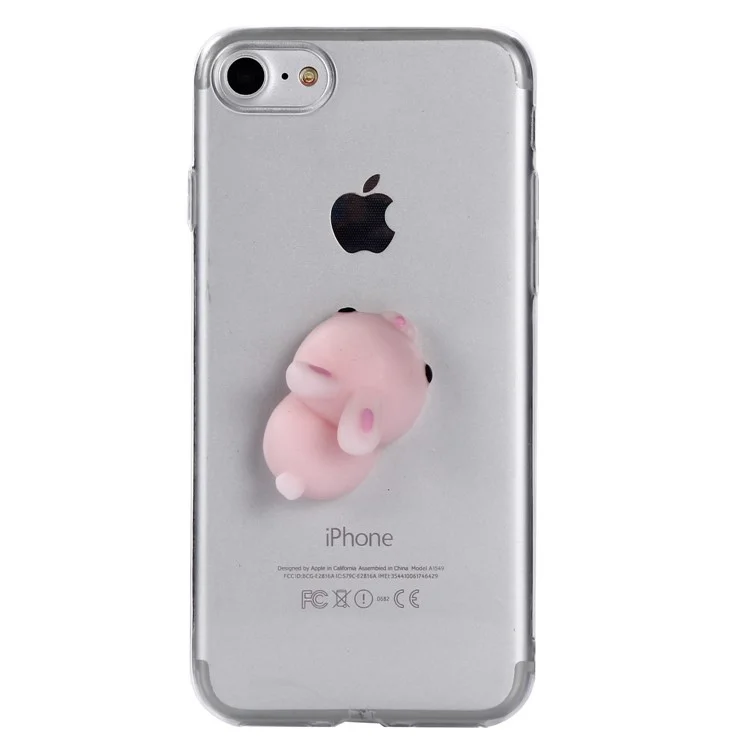 3D Silicone Cartoon Clear TPU Squishy Squeeze Soft Case for iPhone 8 / 7 4.7 inch - Rabbit