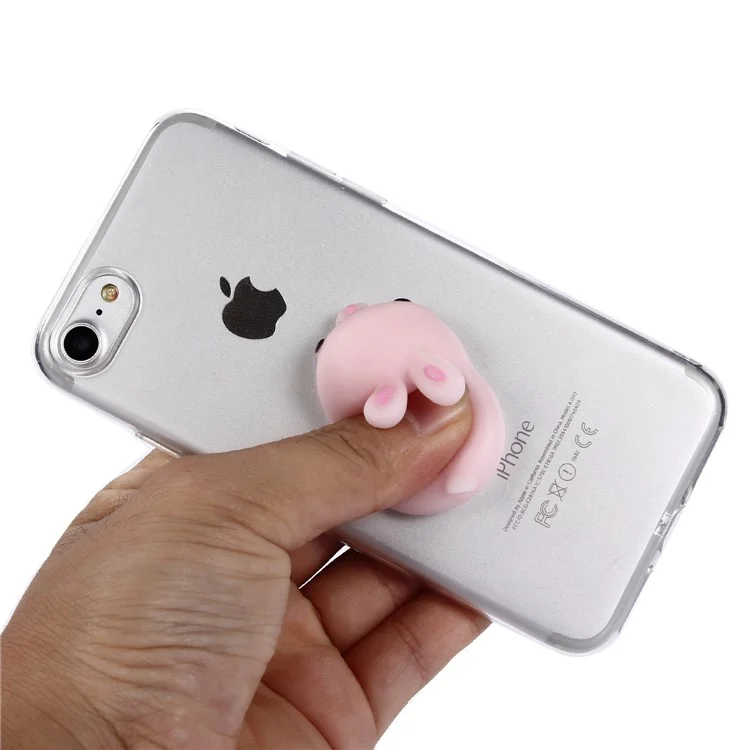 3D Silicone Cartoon Clear TPU Squishy Squeeze Soft Case for iPhone 8 / 7 4.7 inch - Rabbit