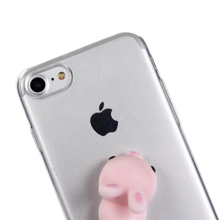 3D Silicone Cartoon Clear TPU Squishy Squeeze Soft Case for iPhone 8 / 7 4.7 inch - Rabbit