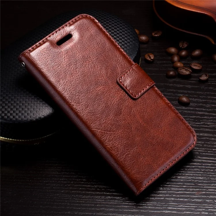 Crazy Horse Stand Magnetic Wallet Leather Cell Phone Case for iPhone X/XS 5.8 inch - Brown