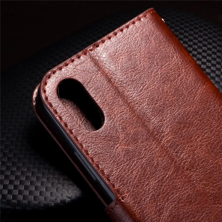 Crazy Horse Stand Magnetic Wallet Leather Cell Phone Case for iPhone X/XS 5.8 inch - Brown