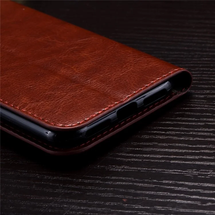 Crazy Horse Stand Magnetic Wallet Celebe de Cuero Para Iphone X/XS 5.8 Pulgadas - Marrón