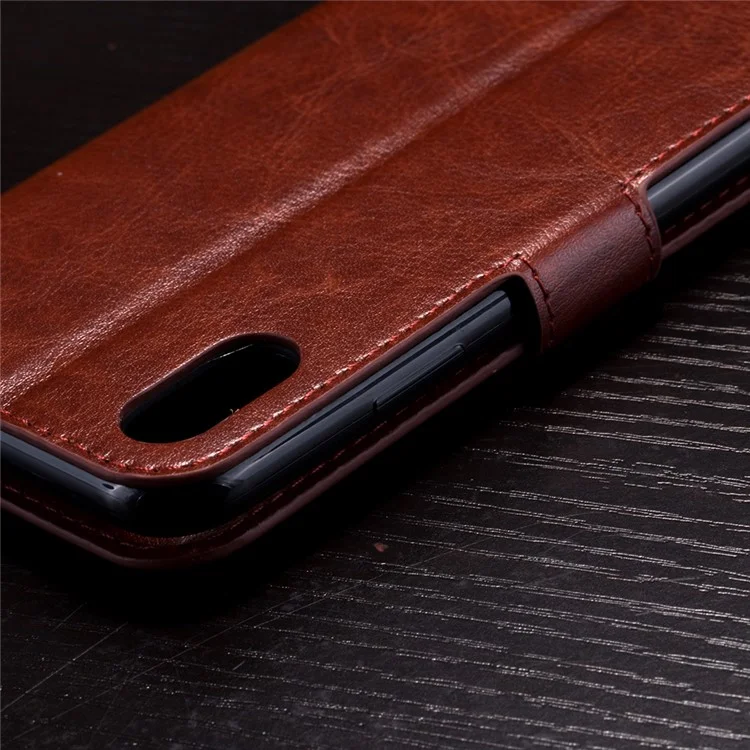 Crazy Horse Stand Magnetic Wallet Leather Cell Phone Case for iPhone X/XS 5.8 inch - Brown