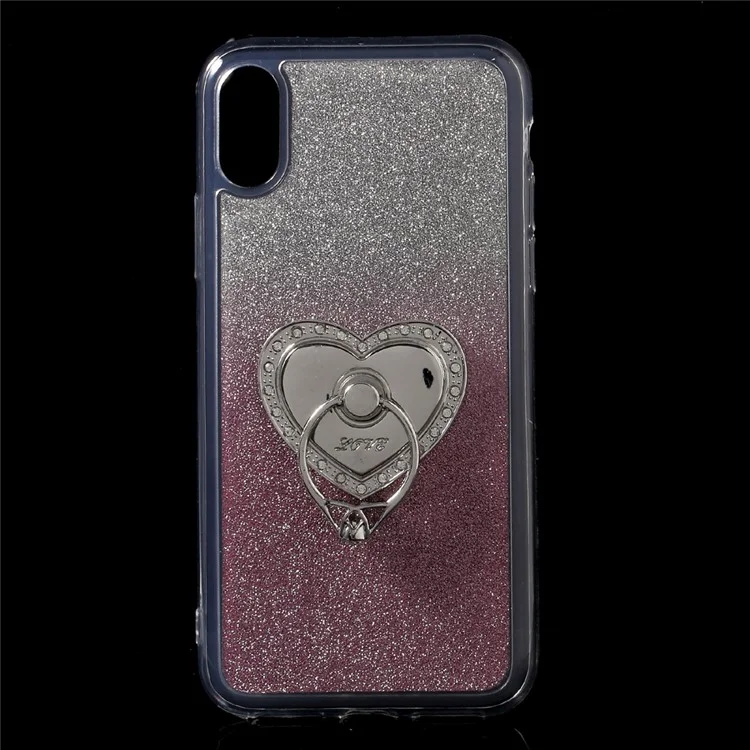 For iPhone X/10 5.8 inch Glittery Gradient TPU Cover with Kickstand - Rose