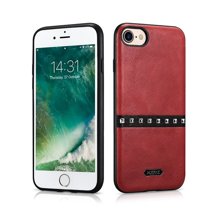 XOOMZ Rivet Decorated PU Leather Back Cover for iPhone 8 / 7 4.7 inch - Red