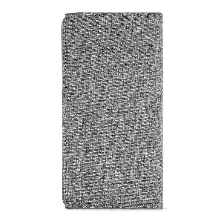MUXMA for iPhone 8 Plus / 7 Plus 5.5 inch Tri-fold Detachable 2-in-1 Wallet Canvas Leather Stand Phone Cover - Grey