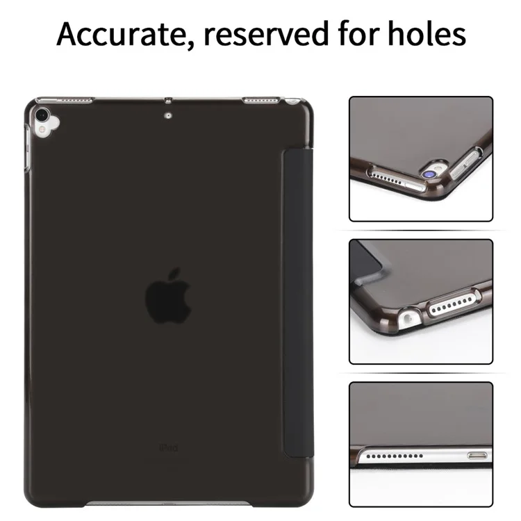 Stand Tri-Plier Stand Auto-Wake / Sleeple Cuir Protector Case Pour IPad Air 10.5 (2019) / Pro 10.5 (2017) - Noir