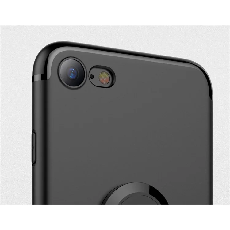 Matte Finish Ring Holder Kickstand Flexible TPU Case with Built-in Magnetic Metal Sheet for iPhone 8 / 7 4.7 inch - Black