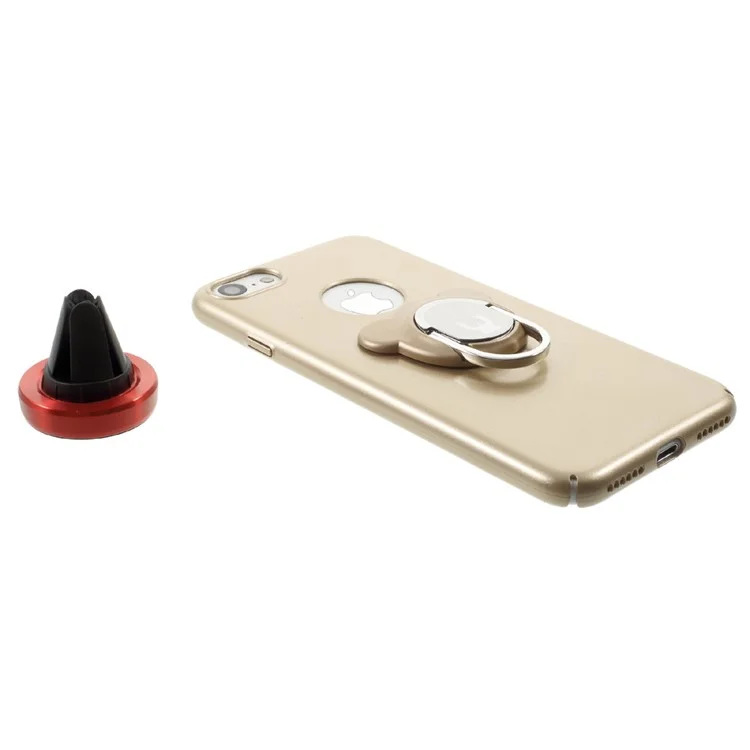 AIQAA 3-in-1 Magnet Bear Car Kit PC Case + Finger Grip Kickstand + Magnetic Car Air Vent Mount for iPhone 7 4.7 inch - Gold