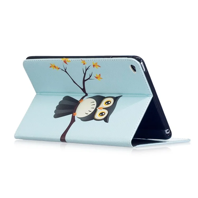 Motif Imprimerie PU en Cuir Portefeuille Support Pour Ipad Mini 4 - Chouette