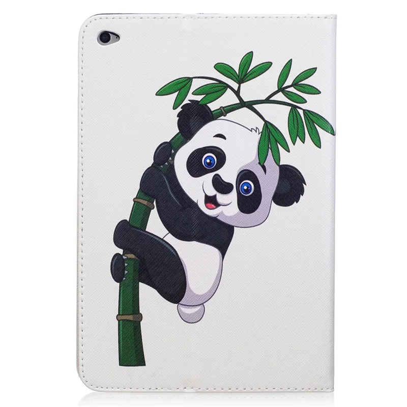 For iPad mini 4 Pattern Printing Wallet Leather Stand Protection Case - Panda  on Bamboo