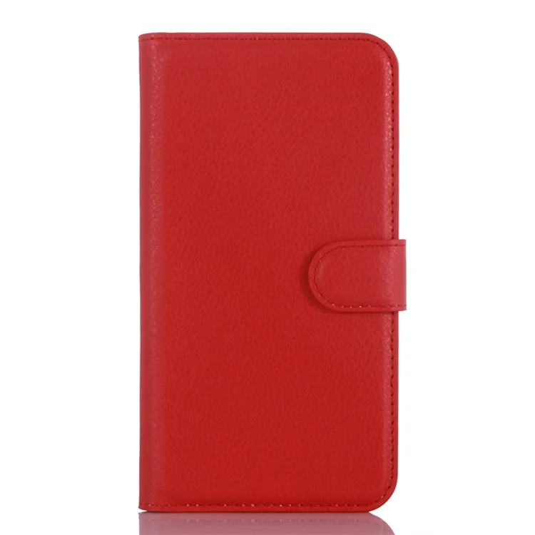 Cubierta de Billetera de Cuero de Piel Litchi Para Samsung Galaxy J3 / J3 (2016) Con Diseño de Soporte Plegable - Rojo