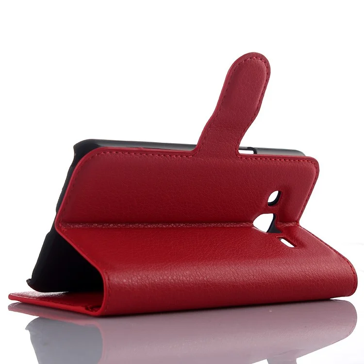 Coperchio Del Portafoglio in Pelle Della Pelle Litchi Per Samsung Galaxy J3 / J3 (2016) Con Design di Supporto Pieghevole - Rosso