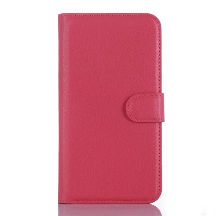 Cubierta de Billetera de Cuero de Piel Litchi Para Samsung Galaxy J3 / J3 (2016) Con Diseño de Soporte Plegable - Rosa