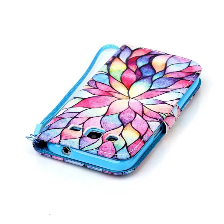 Wallet Leather Case for Samsung Galaxy Core Prime SM-G360 - Colorful Flower