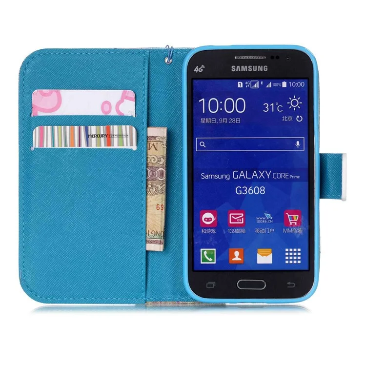 Wallet Leather Case for Samsung Galaxy Core Prime SM-G360 - Colorful Flower