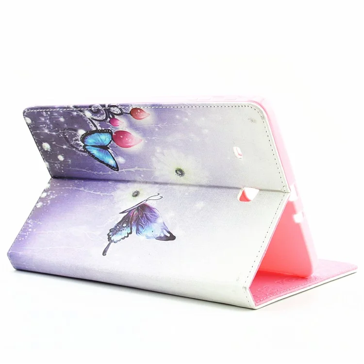 Rhinestone Leather Stand Case for Samsung Galaxy Tab E 9.6 T560 - Butterfly & Flower
