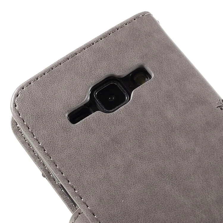 Butterfly Leather Wallet Cover for Samsung Galaxy J1/J1 4G - Grey