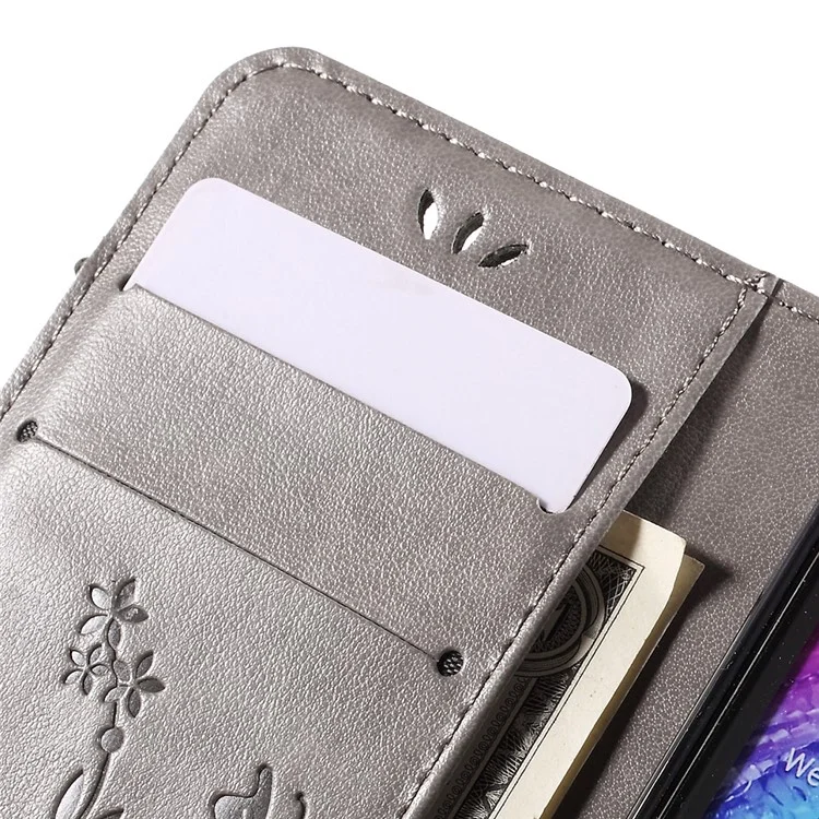 Butterfly Leather Wallet Cover for Samsung Galaxy J1/J1 4G - Grey