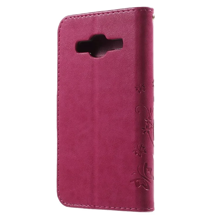 Butterfly Leather Wallet Case for Samsung Galaxy Core Prime SM-G360 - Rose