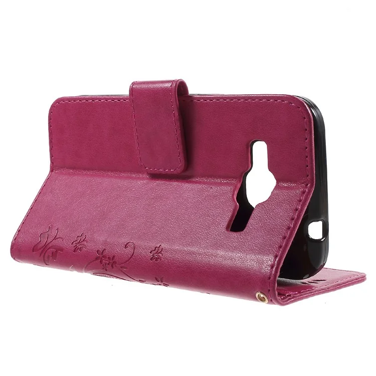 Butterfly Leather Wallet Case for Samsung Galaxy Core Prime SM-G360 - Rose