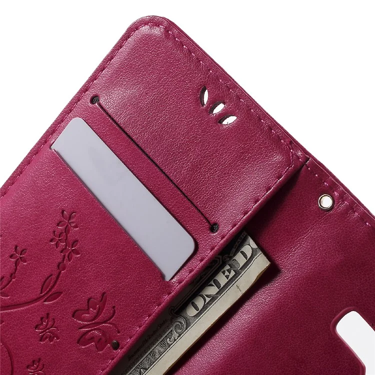 Butterfly Leather Wallet Case for Samsung Galaxy Core Prime SM-G360 - Rose