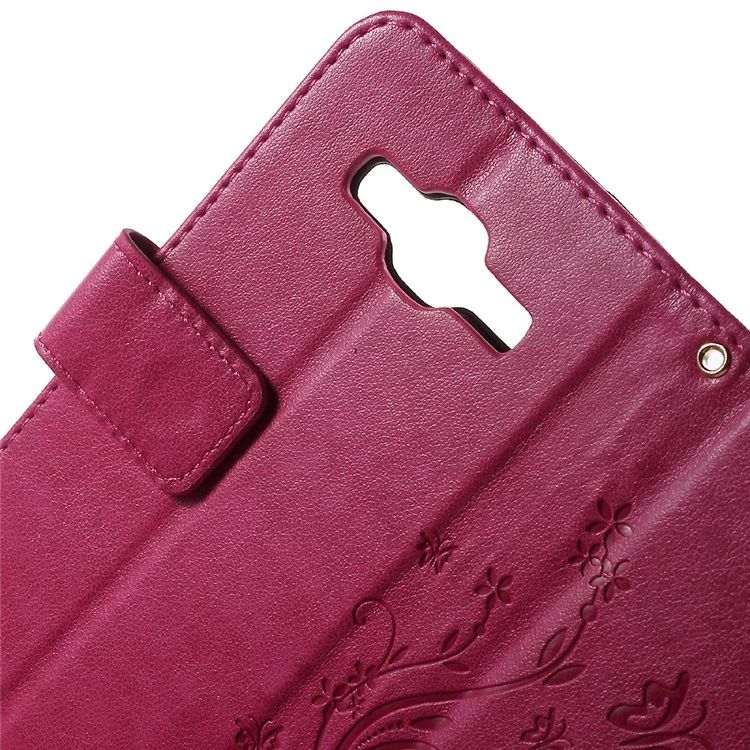 Butterfly Leather Wallet Case for Samsung Galaxy Core Prime SM-G360 - Rose