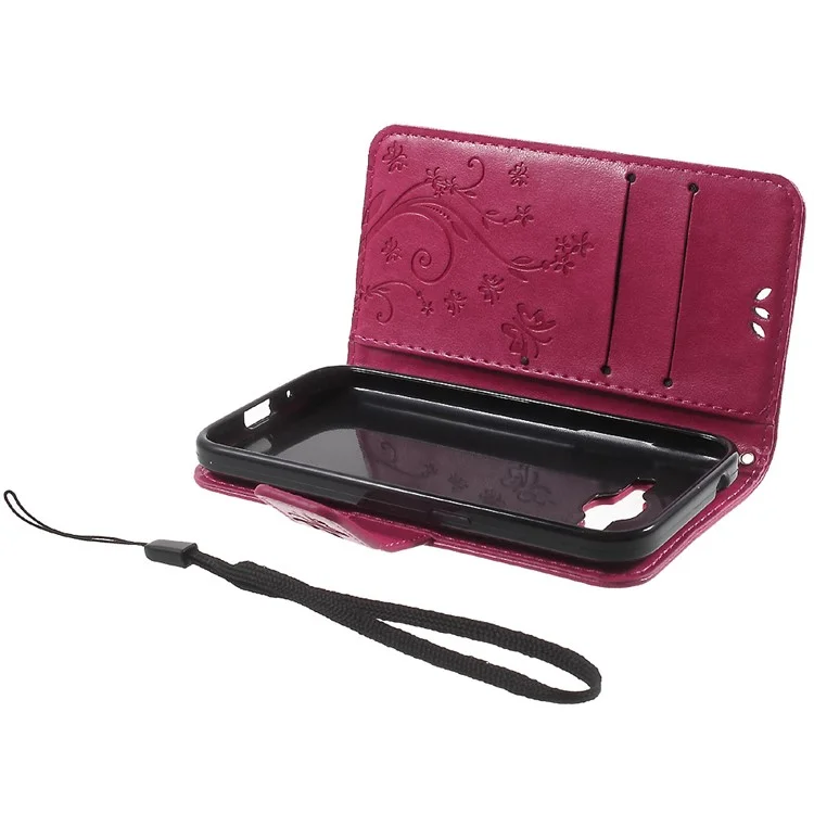 Butterfly Leather Wallet Case for Samsung Galaxy Core Prime SM-G360 - Rose