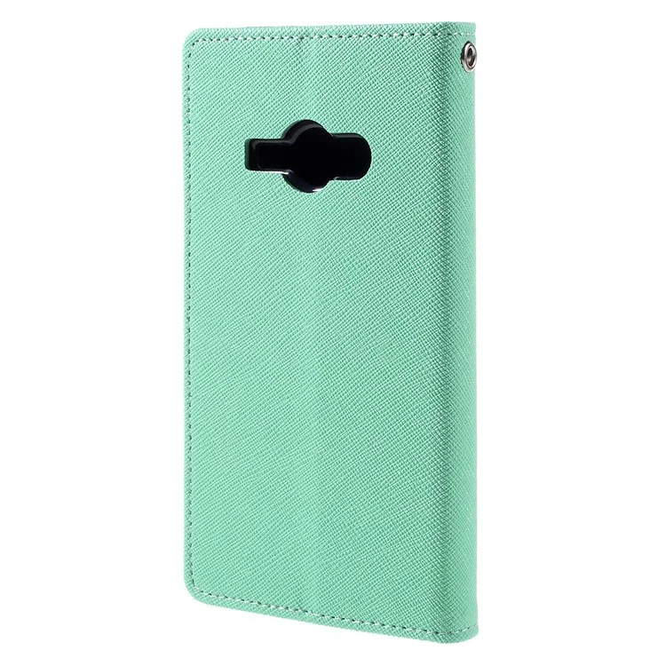 MERCURY Goospery Leather Wallet Shell for Samsung Galaxy J1 Ace SM-J110 - Cyan