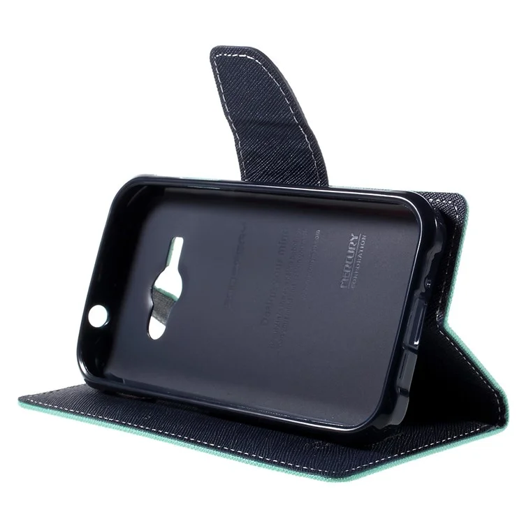 MERCURY Goospery Leather Wallet Shell for Samsung Galaxy J1 Ace SM-J110 - Cyan