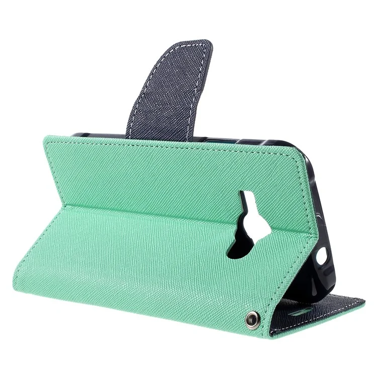 MERCURY Goospery Leather Wallet Shell for Samsung Galaxy J1 Ace SM-J110 - Cyan