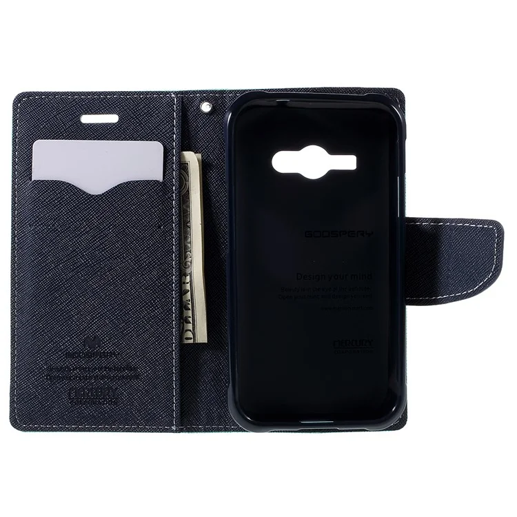 MERCURY Goospery Leather Wallet Shell for Samsung Galaxy J1 Ace SM-J110 - Cyan
