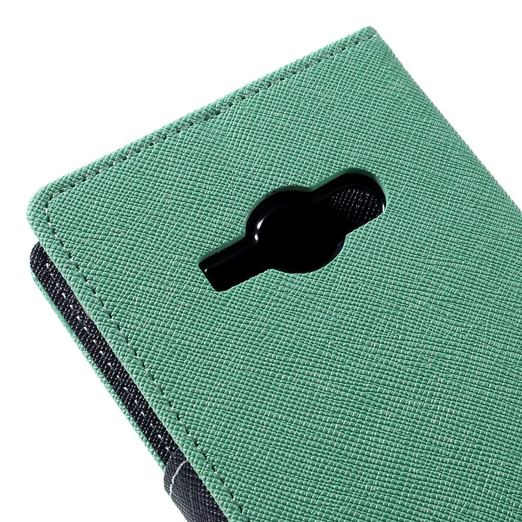 MERCURY Goospery Leather Wallet Shell for Samsung Galaxy J1 Ace SM-J110 - Cyan